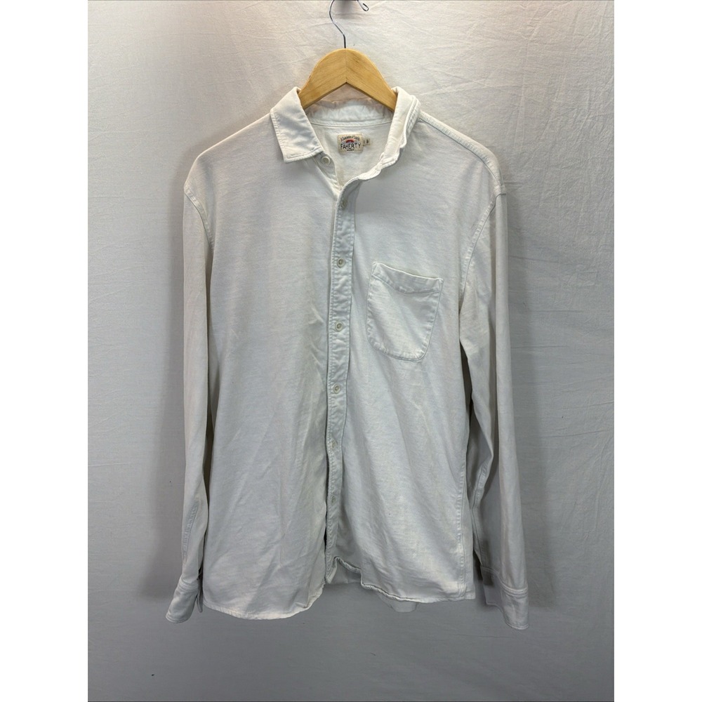 Faherty men's Button Down White Long sleeve Jersey Cotton Shirt LG office **